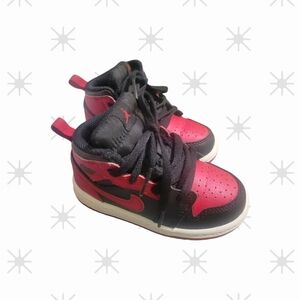 Jordan Kids Black and Red High-Top Sneakers